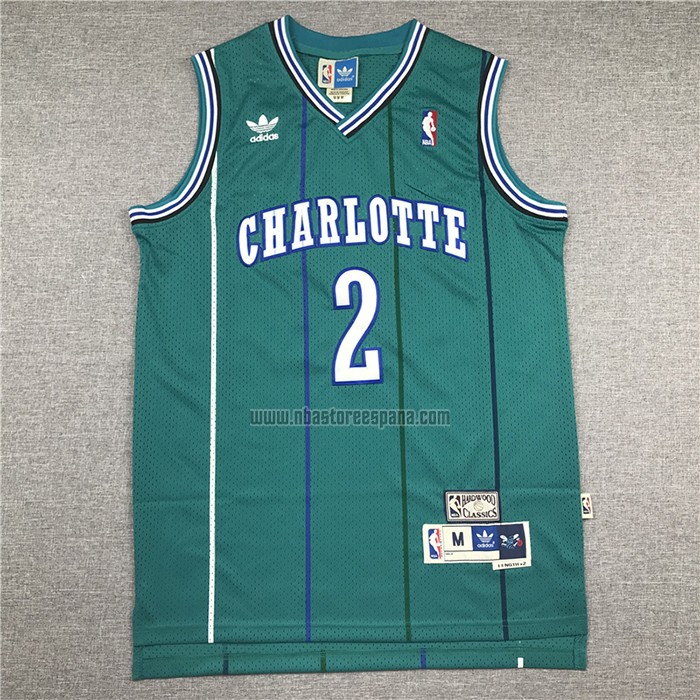 Camiseta Charlotte Hornets Larry Johnson NO 2 Hardwood Classics 1992-93 Verde